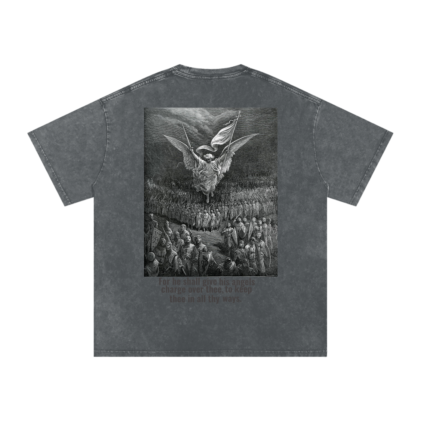 Acid Wash Oversize Psalm 91:11 Tshirt