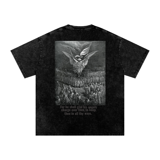 Acid Wash Oversize Psalm 91:11 Tshirt