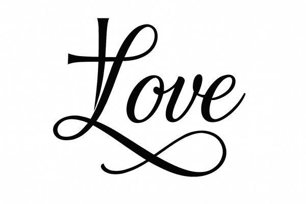 cursive Love with cross in the L
